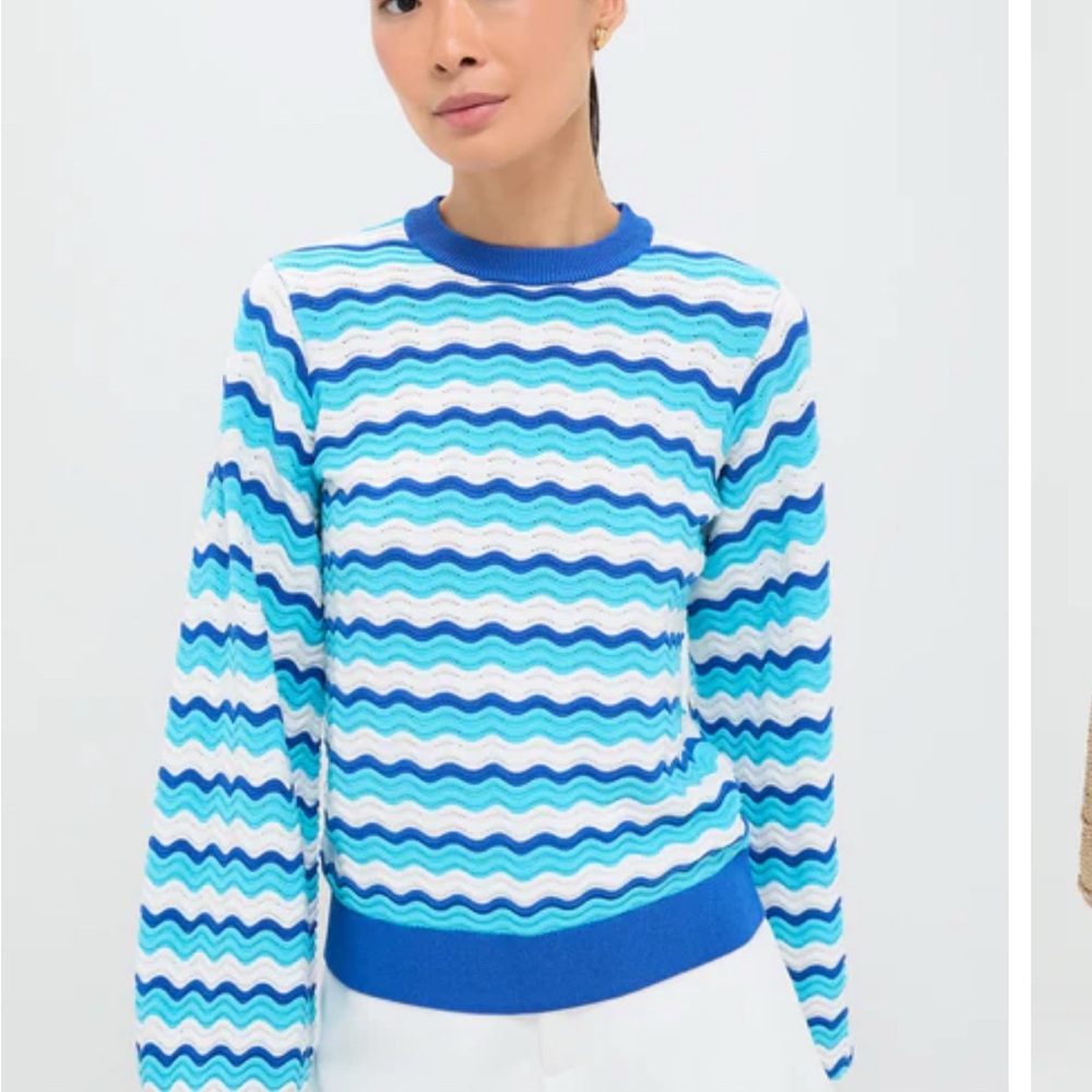 Wave Pattern Crew Neck Sweater